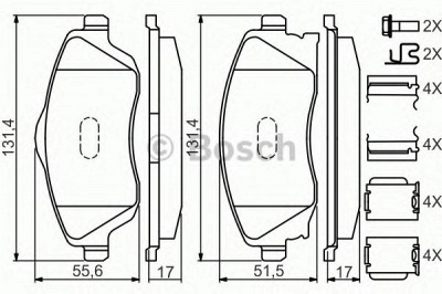 BOSCH 0986494625 -  Комплект тормозных колодок, дисковый тормоз