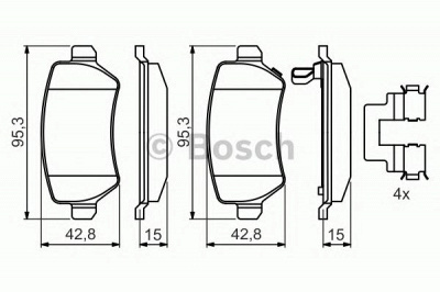 BOSCH 0986494654 -  Комплект тормозных колодок, дисковый тормоз