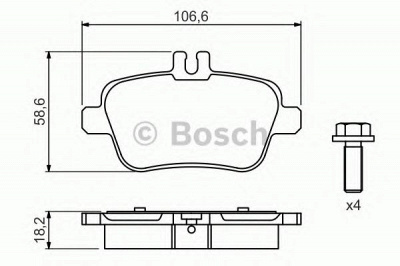 BOSCH 0986494664 -  Комплект тормозных колодок, дисковый тормоз