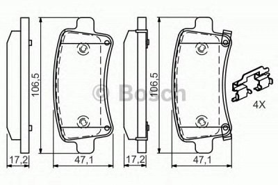 BOSCH 0986494668 -  Комплект тормозных колодок, дисковый тормоз