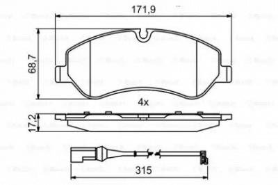 BOSCH 0986494844 -  Комплект тормозных колодок, дисковый тормоз