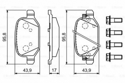 BOSCH 0986494934 -  Комплект тормозных колодок, дисковый тормоз
