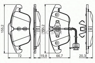 BOSCH 0986495129 -  Комплект тормозных колодок, дисковый тормоз