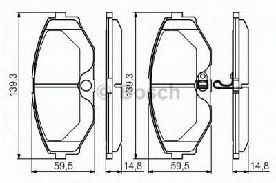 BOSCH 0986495147 -  Комплект тормозных колодок, дисковый тормоз