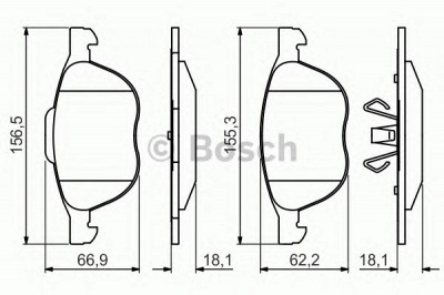 BOSCH 0986495215 -  Комплект тормозных колодок, дисковый тормоз