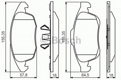 BOSCH 0986495258 -  Комплект тормозных колодок, дисковый тормоз
