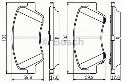 BOSCH 0986495343 -  Комплект тормозных колодок, дисковый тормоз