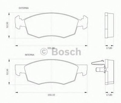BOSCH 0986bb0250 -  Комплект тормозных колодок, дисковый тормоз
