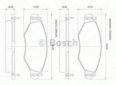 BOSCH 0986bb0305 -  Комплект тормозных колодок, дисковый тормоз