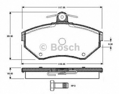 BOSCH 0986tb2039 -  Комплект тормозных колодок, дисковый тормоз