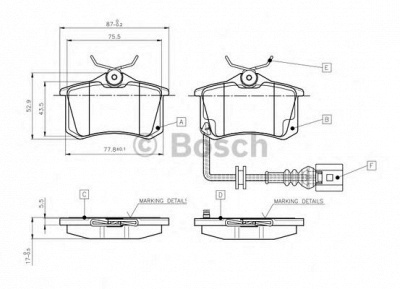 BOSCH 0986tb2141 -  Комплект тормозных колодок, дисковый тормоз