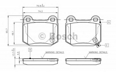BOSCH 0986tb2476 -  Комплект тормозных колодок, дисковый тормоз
