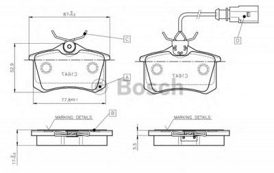 BOSCH 0986tb2592 -  Комплект тормозных колодок, дисковый тормоз