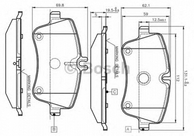 BOSCH 0986tb2814 -  Комплект тормозных колодок, дисковый тормоз