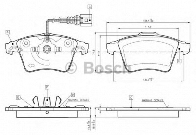 BOSCH 0986tb2864 -  Комплект тормозных колодок, дисковый тормоз