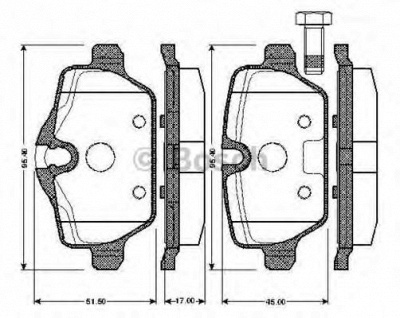 BOSCH 0986tb2890 -  Комплект тормозных колодок, дисковый тормоз