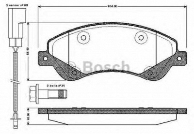 BOSCH 0986tb2952 -  Комплект тормозных колодок, дисковый тормоз