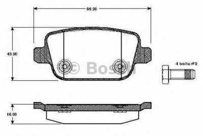 BOSCH 0986tb2984 -  Комплект тормозных колодок, дисковый тормоз