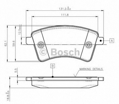BOSCH 0986tb3062 -  Комплект тормозных колодок, дисковый тормоз