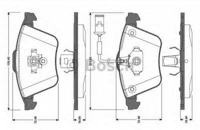 BOSCH 0986tb3080 -  Комплект тормозных колодок, дисковый тормоз