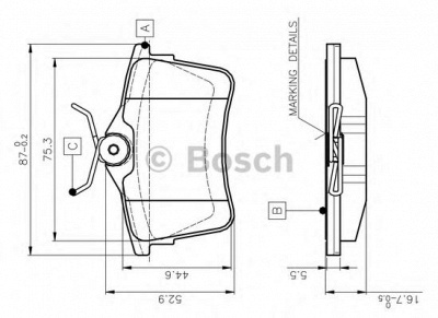 BOSCH 0986tb3091 -  Комплект тормозных колодок, дисковый тормоз