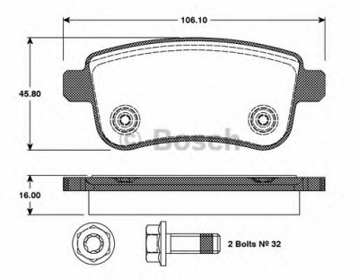 BOSCH 0986tb3093 -  Комплект тормозных колодок, дисковый тормоз