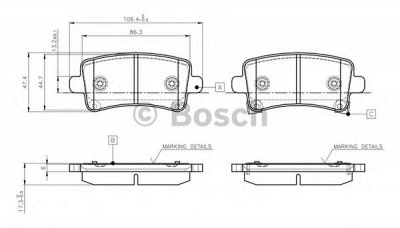 BOSCH 0986tb3106 -  Комплект тормозных колодок, дисковый тормоз