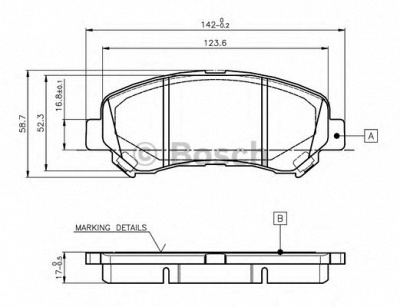 BOSCH 0986tb3117 -  Комплект тормозных колодок, дисковый тормоз