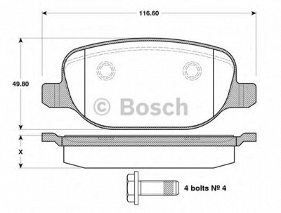 BOSCH 0986tb3122 -  Комплект тормозных колодок, дисковый тормоз