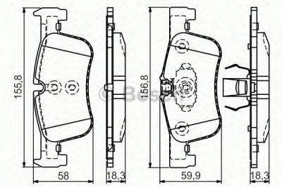BOSCH 0986tb3157 -  Комплект тормозных колодок, дисковый тормоз