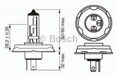 BOSCH 1987302021 -  Лампа накаливания, фара дальнего света| Лампа накаливания, основная фара