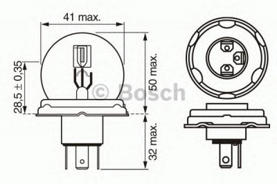 BOSCH 1987302023 -  Лампа накаливания, фара дальнего света| Лампа накаливания, основная фара| Лампа накаливания, противотуманная фара