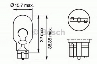BOSCH 1987302205 -  Лампа накаливания, фонарь указателя поворота| Лампа накаливания, фара заднего хода| Лампа накаливания, дополнительный фонарь сигнала торможения