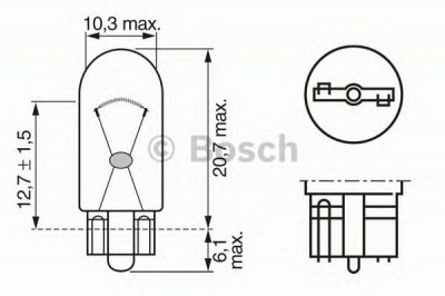 BOSCH 1987302217 -  Лампа накаливания, фонарь освещения номерного знака| Лампа накаливания, стояночные огни / габаритные фонари| Лампа накаливания, габаритный огонь