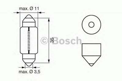BOSCH 1987302228 -  Лампа накаливания, фонарь освещения номерного знака| Лампа накаливания, внутренее освещение