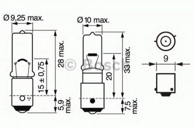 BOSCH 1987302232 -  Лампа накаливания, фонарь сигнала тормож./ задний габ. огонь| Лампа накаливания, задний гарабитный огонь| Лампа накаливания, стояночные огни / габаритные фонари| Лампа накаливания, габаритный огонь