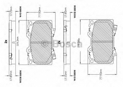 BOSCH f03b150055 -  Комплект тормозных колодок, дисковый тормоз