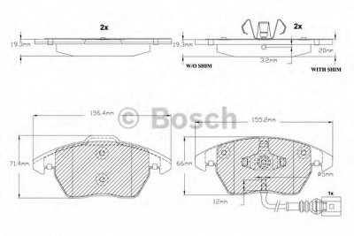BOSCH f03b150155 -  Комплект тормозных колодок, дисковый тормоз