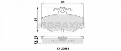 BRAXIS aa0325 -  Комплект тормозных колодок, дисковый тормоз