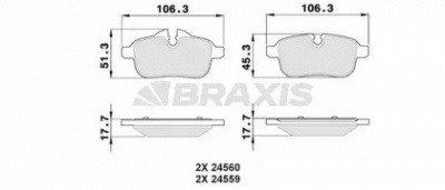 BRAXIS aa0369 -  Комплект тормозных колодок, дисковый тормоз