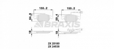 BRAXIS aa0507 -  Комплект тормозных колодок, дисковый тормоз