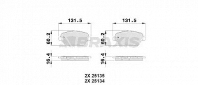 BRAXIS ab0025 -  Комплект тормозных колодок, дисковый тормоз