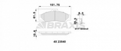 BRAXIS ab0242 -  Комплект тормозных колодок, дисковый тормоз