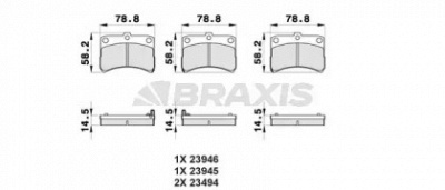 BRAXIS ab0347 -  Комплект тормозных колодок, дисковый тормоз