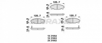 BRAXIS ab0458 -  Комплект тормозных колодок, дисковый тормоз