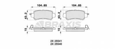 BRAXIS ab0470 -  Комплект тормозных колодок, дисковый тормоз