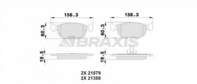 BRAXIS ab0488 -  Комплект тормозных колодок, дисковый тормоз