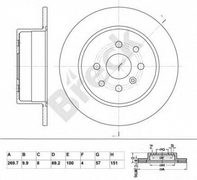BRECK br019sa100 -  Тормозной диск