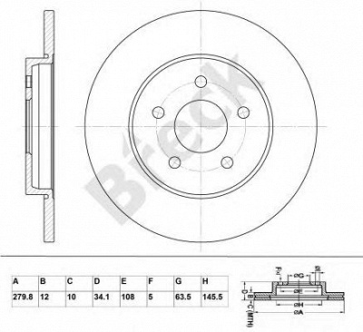 BRECK br025sa100 -  Тормозной диск