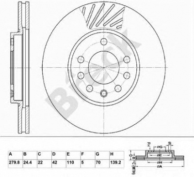 BRECK br310va100 -  Диск тормозной вентилируемый